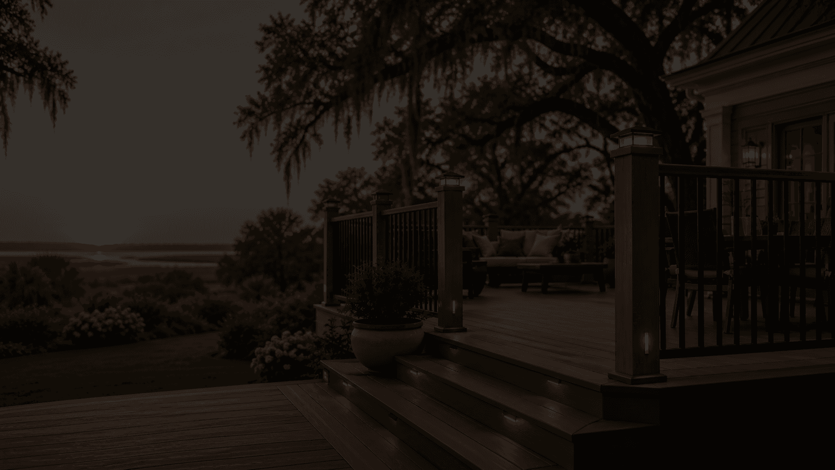 Premium outdoor kitchen at sunset